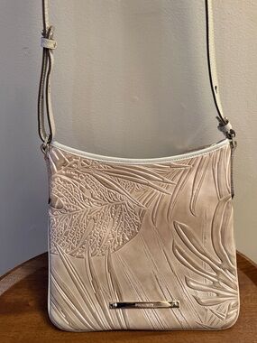 Brahmin Embossed Floral Crossbody - Tan